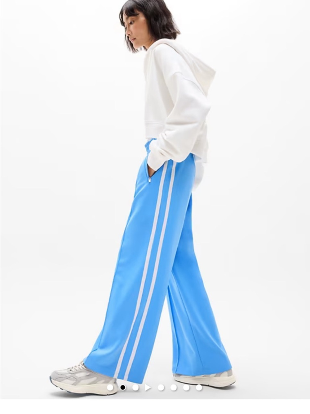 Athleta Wide-Leg Track Pants with Side Stripes - Blue, large